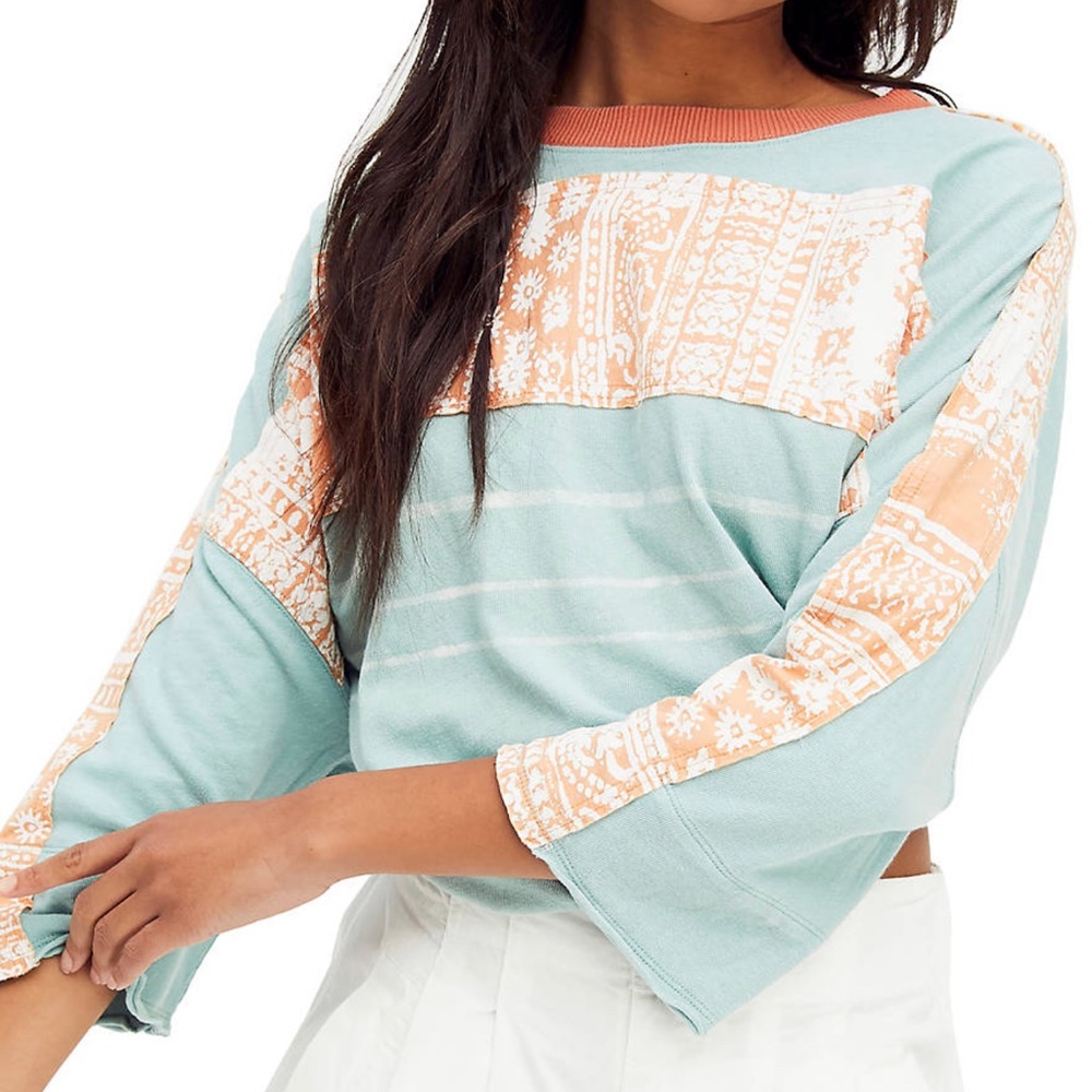 Free people Happiness in bloom blue top